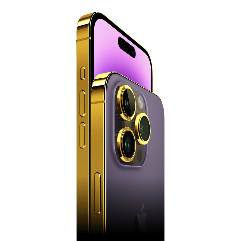 Caviar Luxury 24k Gold Customized iPhone 14 Pro Gold Frame 128 GB Purple, UAE Version